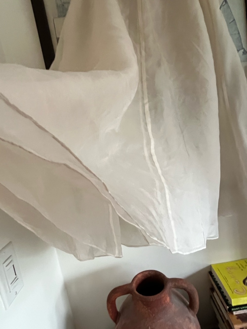 Vintage 100% Silk Organza Albert Nipon Double-Layer Ivory Midi A-Line Skirt XS/S - Picture 3 of 8